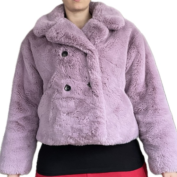 Noize faux fur lilac coat - Picture 9 of 10